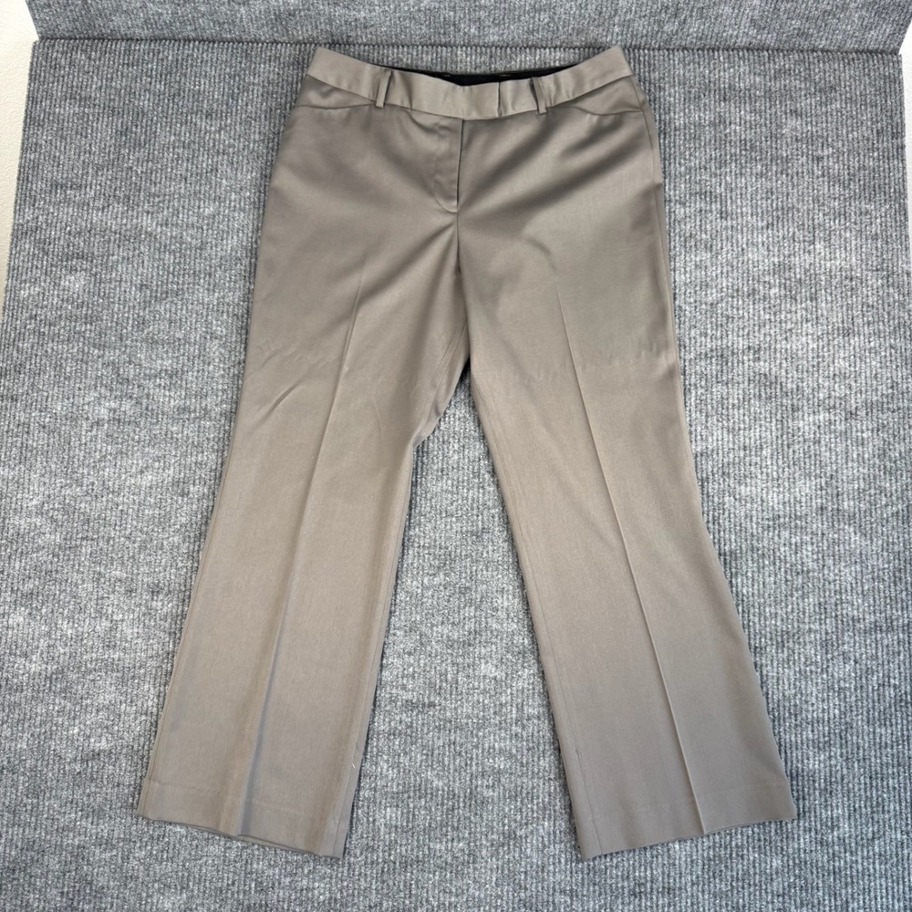 Anne Klein Pants Womens 12 Taupe Wide Leg Dress Trouser Stretch High Rise Career
